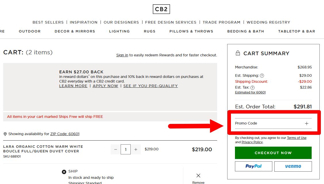 “CB2 Promo Code”